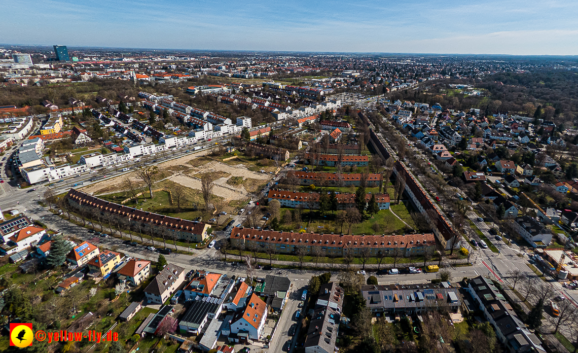 21.03.2023 - Luftbilder von der Baustelle Maikäfersiedlung in Berg am Laim